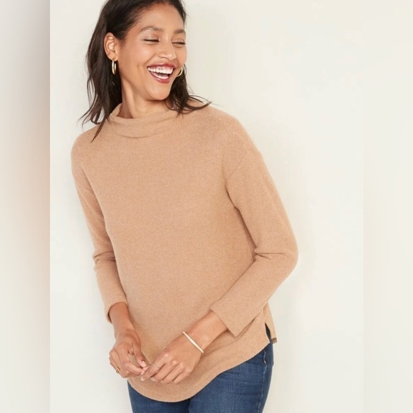 Old Navy Tops - old Navy Textured Plush-Knit Funnel-Neck Sweater Camel XXL Tall